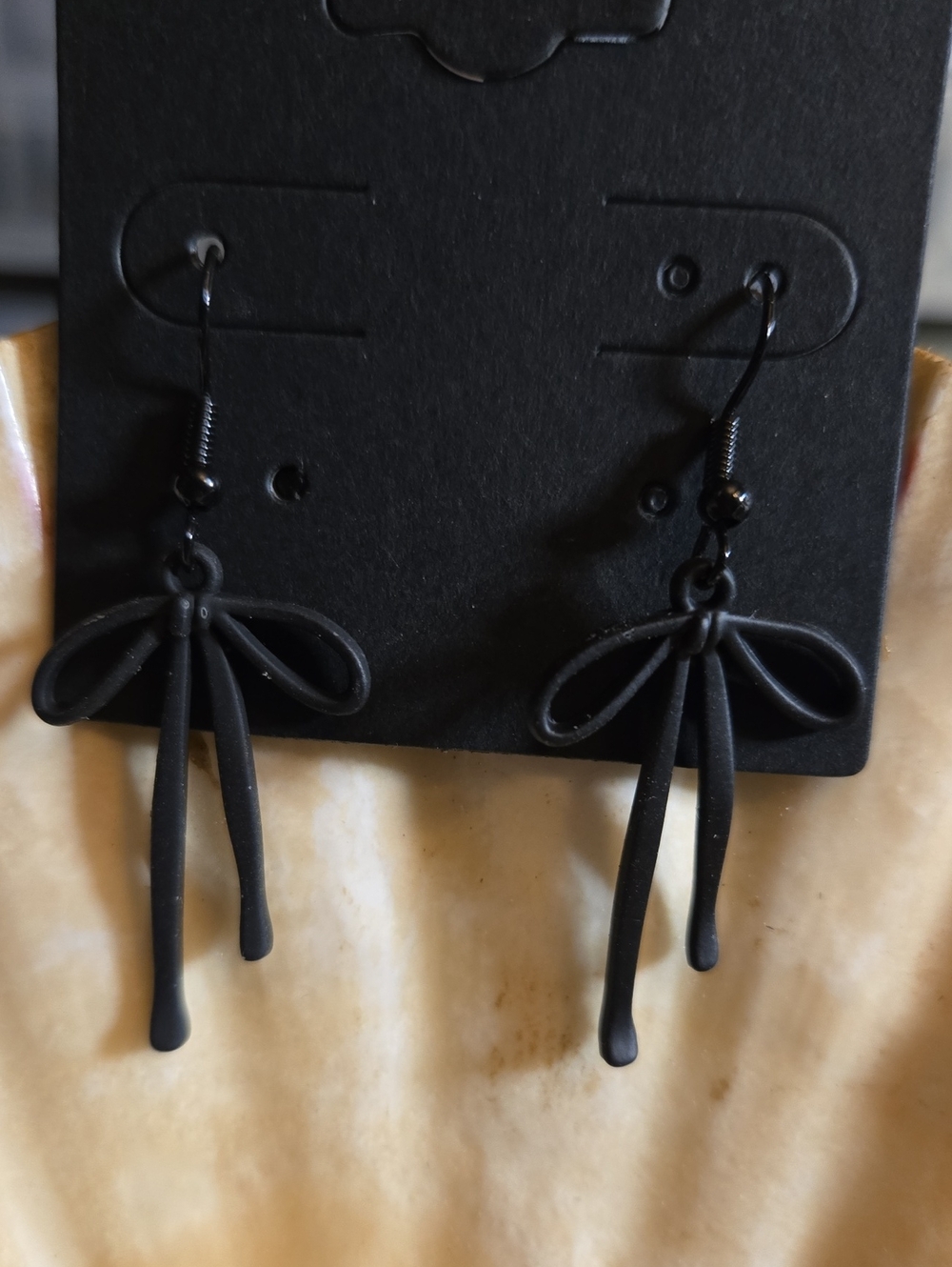 Black Dangle Bow Drop Earrings - Women Jewelry